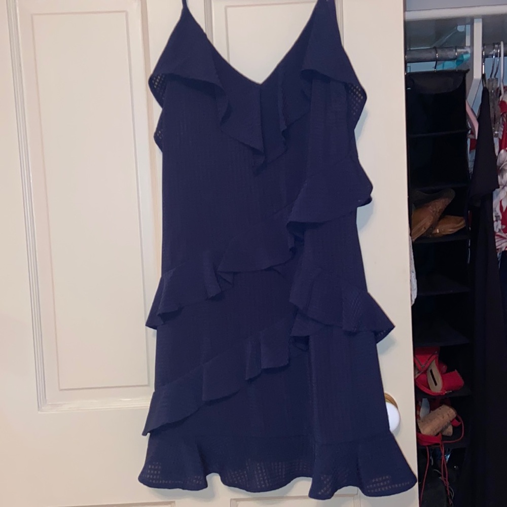 Navy Ruffled Mini Dress